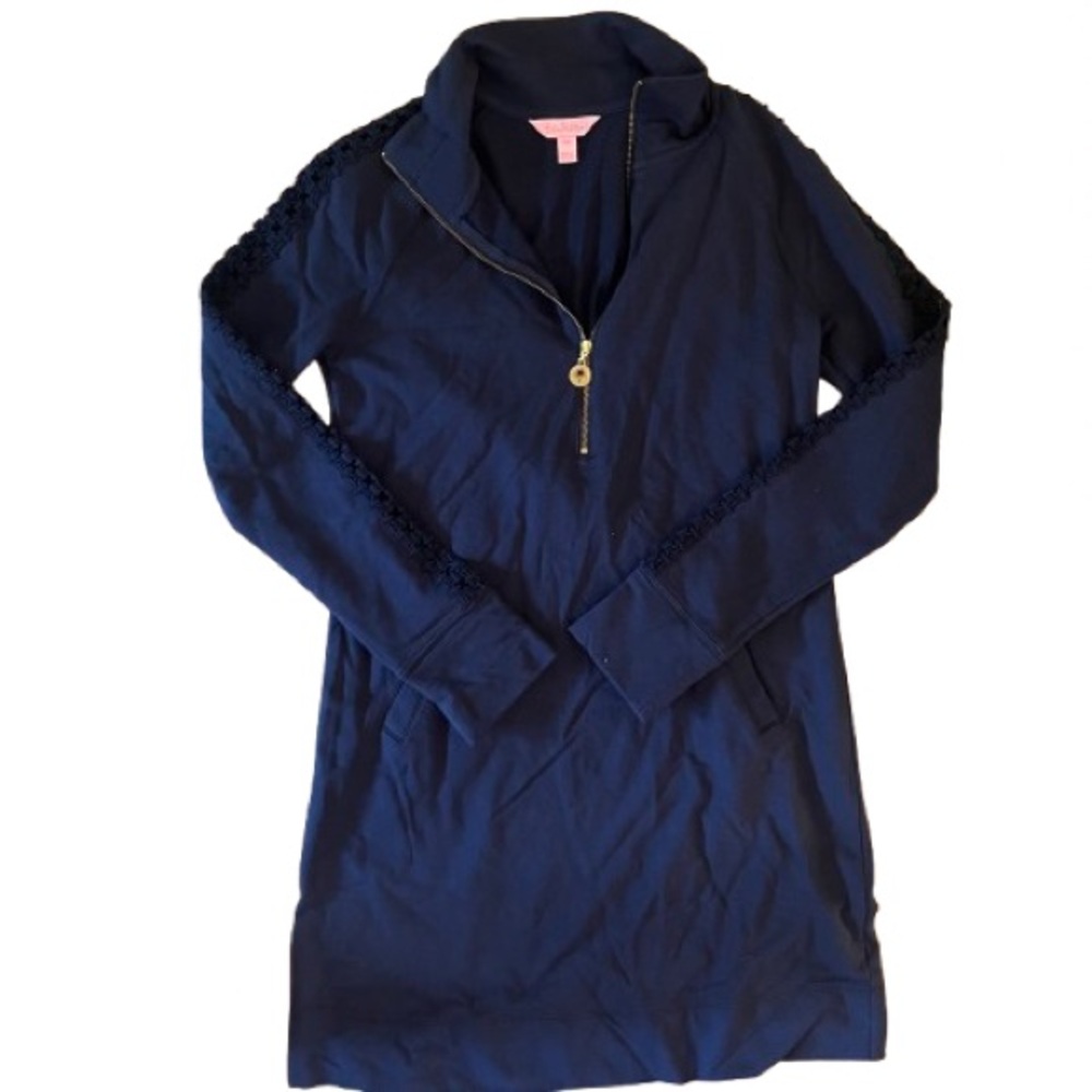 Lilly Pulitzer Skipper Solid Popover Dress Navy XXS - Picture 6 of 8